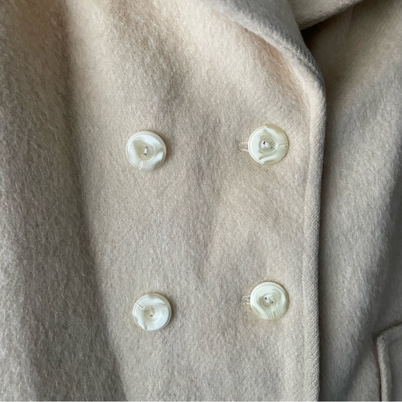 Vintage Surrey Classics Mohair Cotton Cream Pea Coat Double Breasted Size S/M - Picture 7 of 16